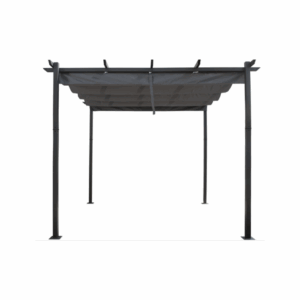 Pergola en aluminium avec toit rétractable – 3 x 3 m – Gris