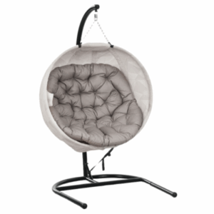 Fauteuil Suspendu Ovale Pliable pour Extérieur, Hamac avec Porte-Gobelet, beige