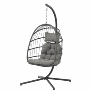 Fauteuil de jardin suspendu en forme d’œuf en acier coloris gris anthracite