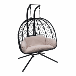 Fauteuil de jardin suspendu pliable en acier coloris noir – 2 places